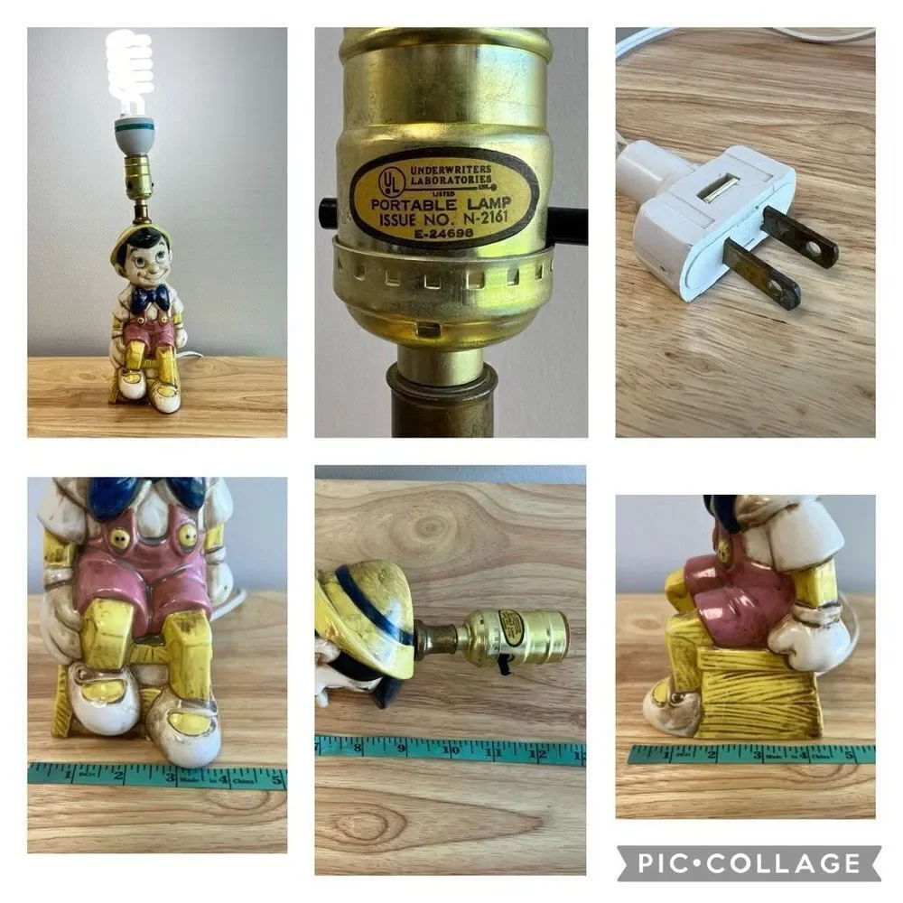 Vintage 70’s Walt Disney World Productions Pinocchio Portable Lamp Rare Tested - Picture 15 of 15